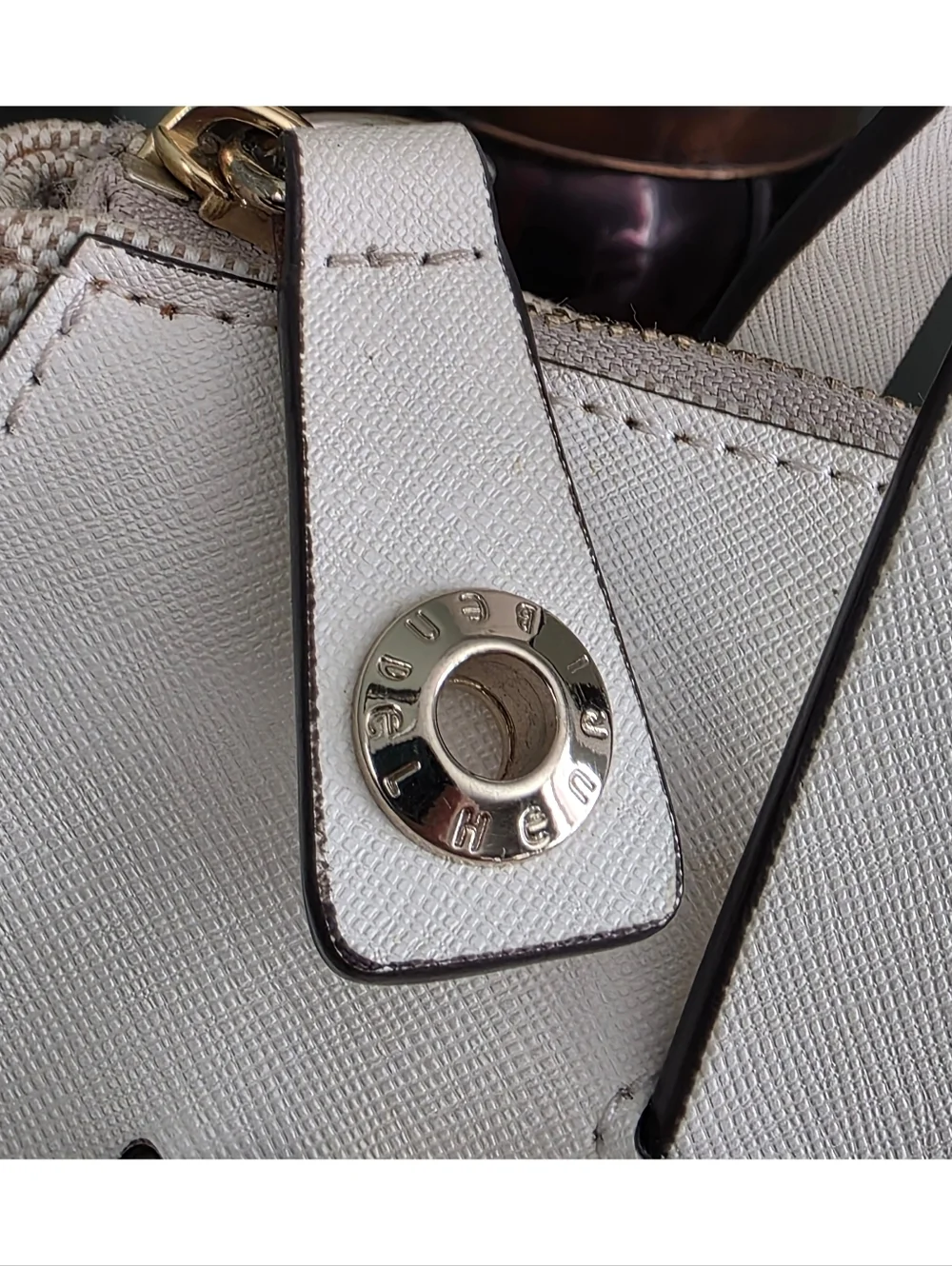 Henri Bendel Jetsetter Convertible Backpack Cream Canvas Leather Bag